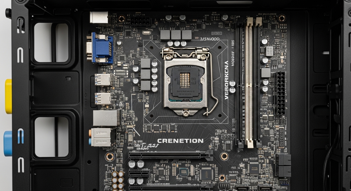 Motherboard mounted inside PC case